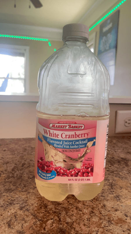 Market Basket White Cranberry Flavored Juice Cocktail Blended With Another Juice From Concentrate