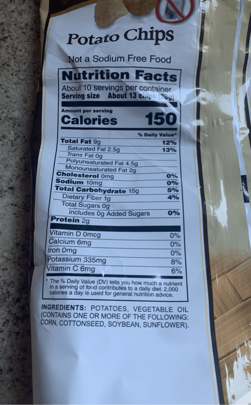 Market Basket Potato Chips No Salt Added