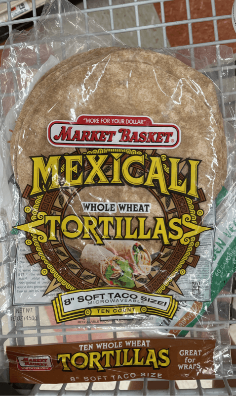 Market Basket Mexican Whole Wheat Tortillas 8" Soft Taco Size