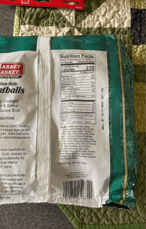 Market Basket Italian Style Fully Cooked Meatballs