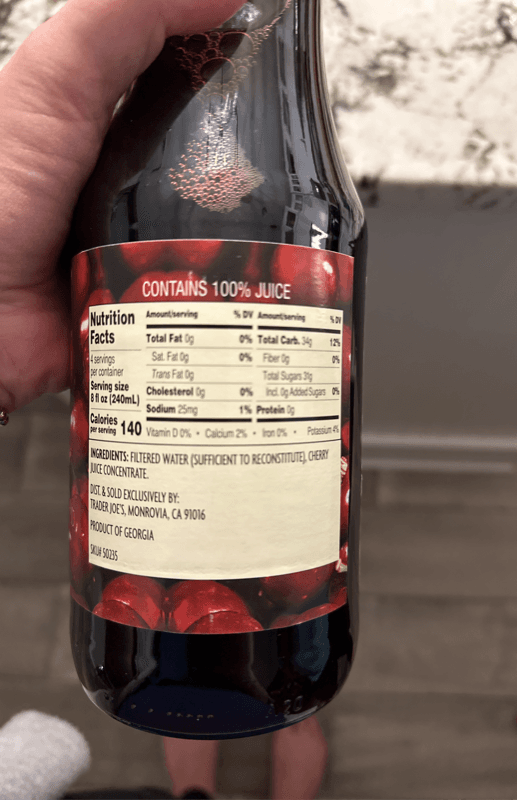 Trader Joe'S 100% Cherry Juice From Concentrate