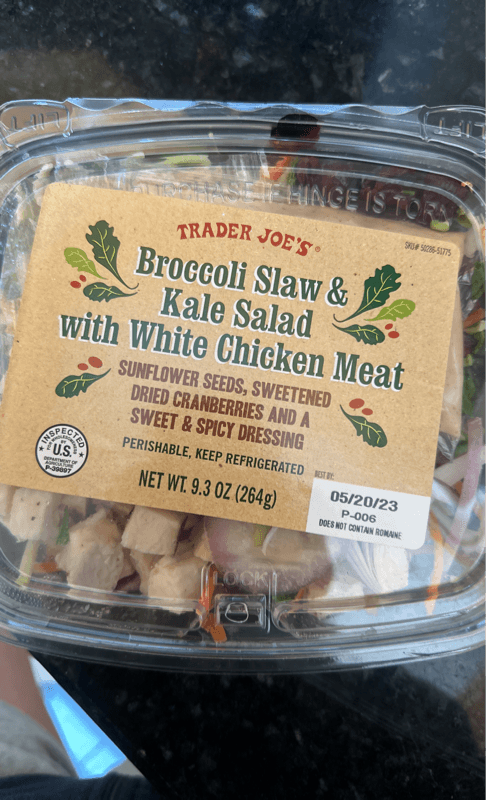 Trader Joe'S Broccoli Slaw & Kale Salad With White Chicken Meat