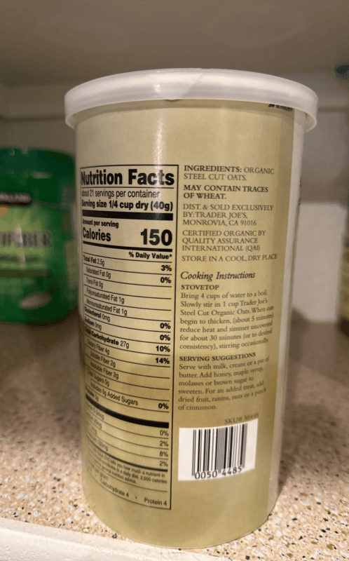 Trader Joe'S Steel Cut Organic Oats