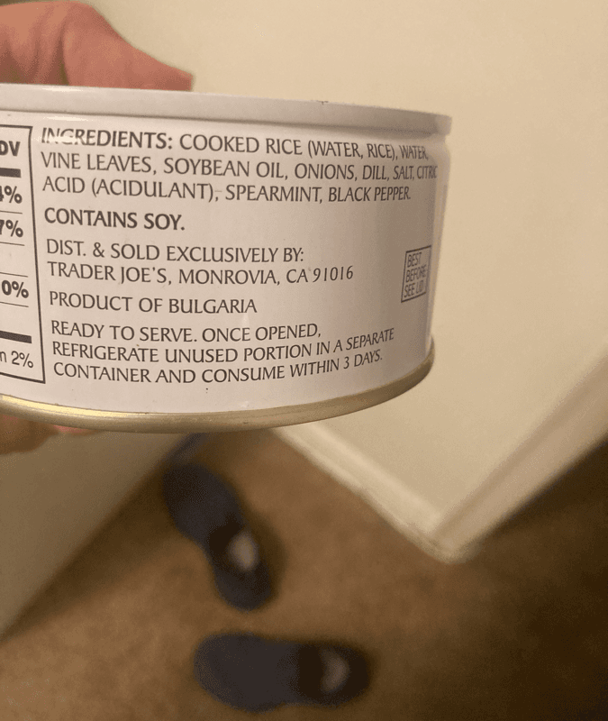 Trader Joe'S Dolmas Vine Leaves Stuffed With Rice