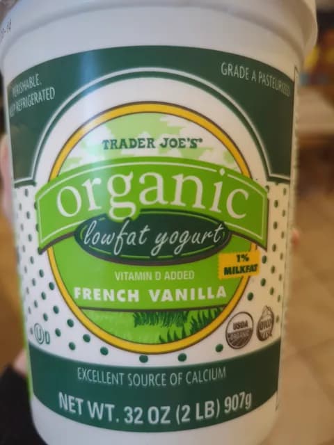 Trader Joe'S Organic Lowfat Yogurt French Vanilla