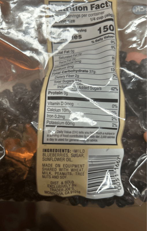 Trader Joe'S Dried Fruit Dried Wild Blueberries