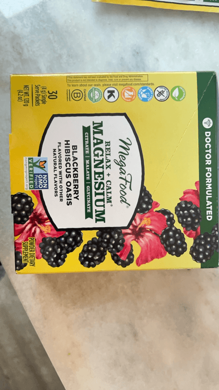 Megafood Relax + Calm Magnesium Blackberry Hibiscus Oasis, 30 Single