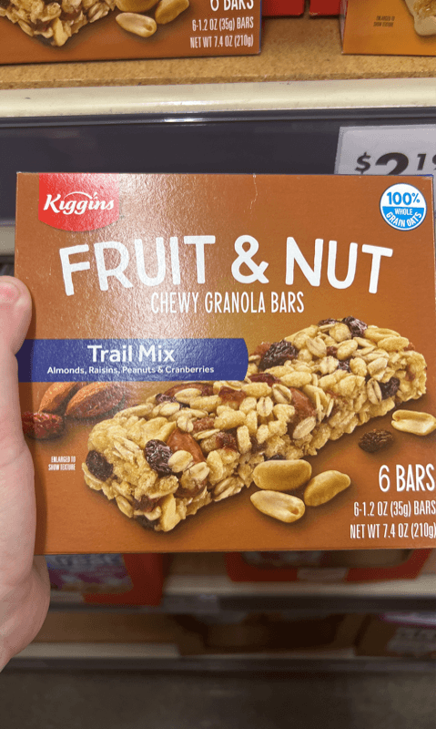 Kiggins Trail Mix Fruit & Nut Chewy Granola Bars