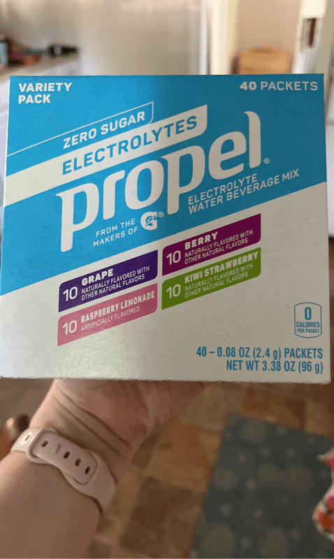 Propel Zero Sugar Electrolytes Water Beverage Mix Variety Pack: Grape, Berry, Raspberry Lemonade, Kiwi Strawberry Flavors