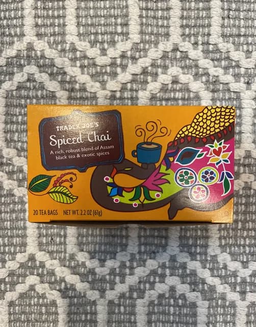 Trader Joe'S Spiced Chai A Rich, Robust Blend Of Assam Black Tea & Exotic Spices