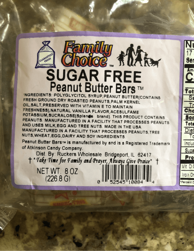 Family Choice Sugar Free Peanut Butter Bars
