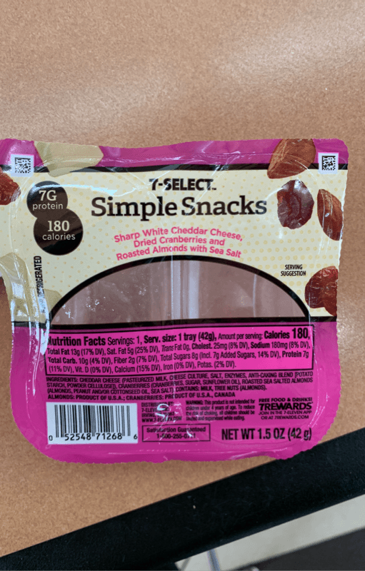 7-Select Simple Snacks Sharp White Cheddar Cheese, Dried Cranberries And Roasted Almonds With Sea Salt