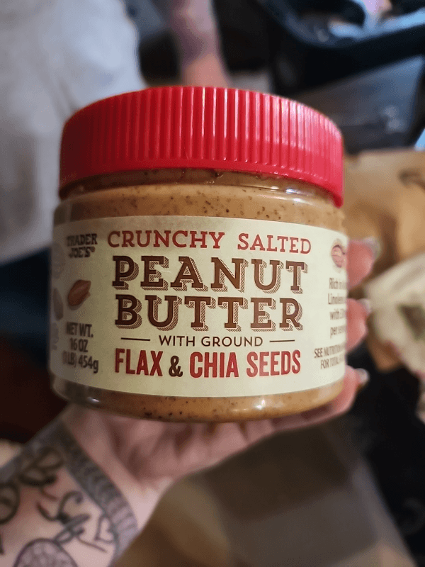 Trader Joe'S Crunchy Salted Peanut Butter With Ground Flax & Chia Seeds