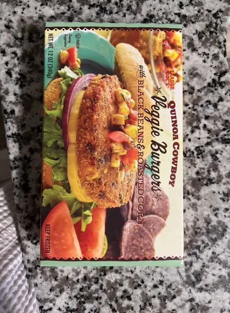 Trader Joe's Quinoa Cowboy Veggie Burgers With Black Beans & Roasted Corn