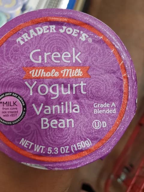 Trader Joe'S Vanilla Bean Greek Whole Milk Yogurt