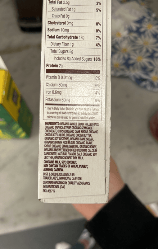 Trader Joe'S Organic Chocolate Chip Chewy Granola Bars