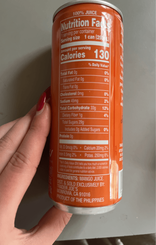 Trader Joe'S Mango Juice From Carabao Mangoes