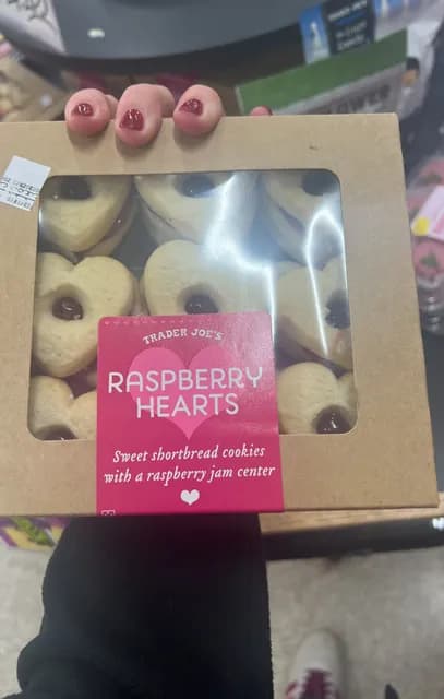 Trader Joe'S Raspberry Hearts Sweet Shortbread Cookies With A Raspberry Jam Center