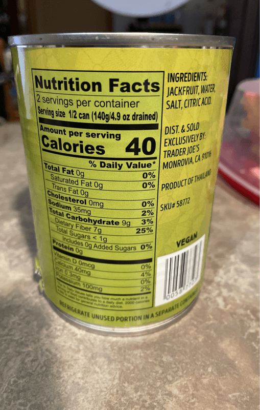 Trader Joe'S Green Jackfruit In Brine