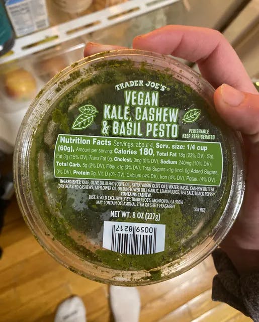 Is it Vegan? Trader Joe's Kale, Cashew & Basil Pesto