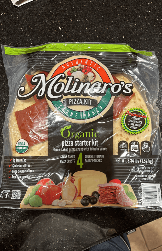 Molinaro'S Pizza Kit Organic Pizza Starter Kit Stone Baked Pizza Crust With Tomato Sauce