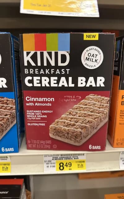 Kind Breakfast Cinnamon And Almonds Cereal Bar Cinnamon And Almonds