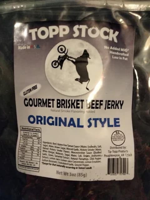 Topp Stock Gluten Free Gourmet Brisket Beef Jerky Original Style