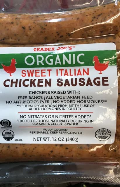 Is it Almond Free? Trader Joe’s Organic Sweet Italian Chicken Sausage