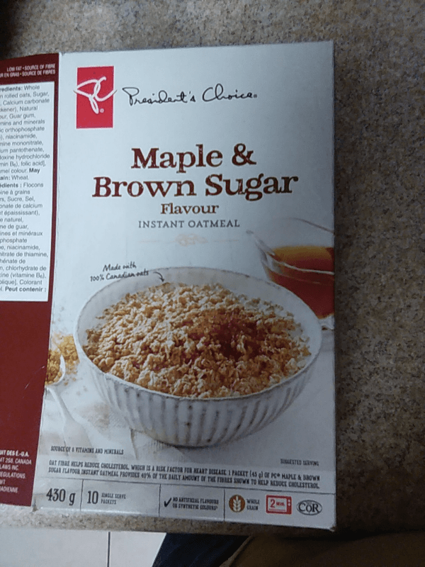 President'S Choice Maple & Brown Sugar Flavour Instant Oatmeal