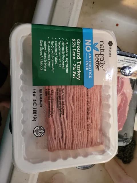 Se Grocers Naturally Better 93% Lean 7% Fat Ground Turkey