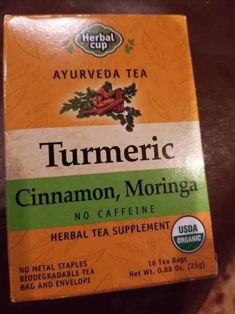 Herbal Cup Ayurveda Tea Turmeric Cinnamon, Moringa Herbal Tea Supplement