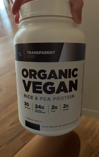 Transparent Labs Organic Vegan Rice & Pea Protein French Vanilla