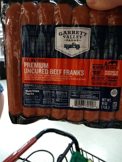 Garrett Valley Farms All Natural Premium Uncured Beef Franks
