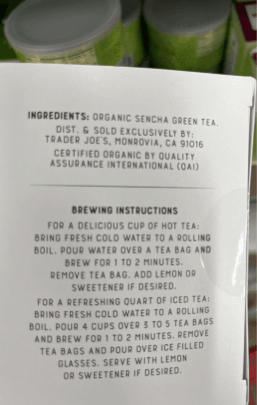 Trader Joe'S Organic Sencha Tea Japanese Green Tea
