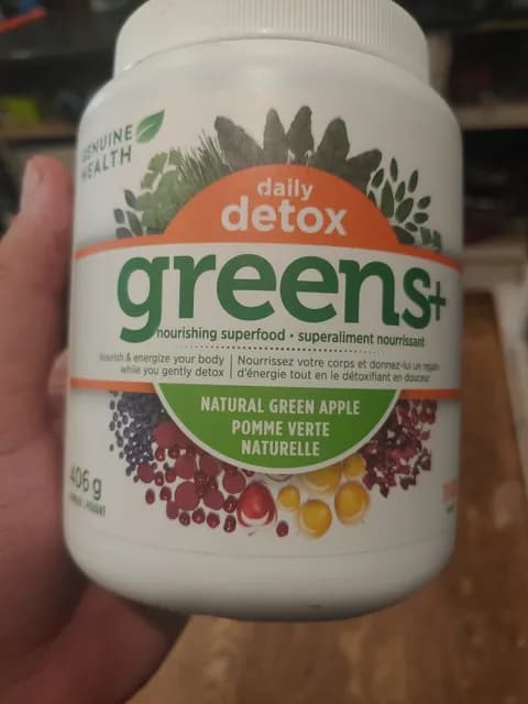 Genuine Health Greens+ Natural Green Apple Daily Detox