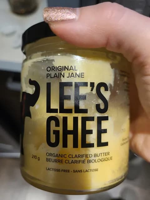 Lee'S Ghee Original Plain Jane Organic Clarified Butter