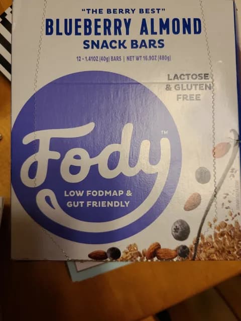Fody Low Fodmap Blueberry Almond Snack Bars
