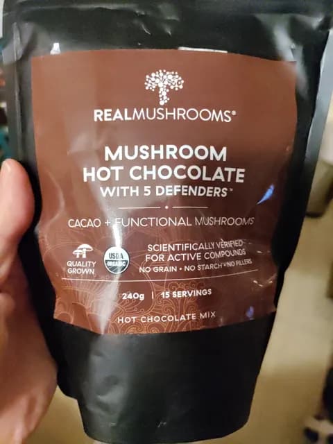 Real Mushrooms Mushroom Hot Chocolate Mix With 5 Defenders