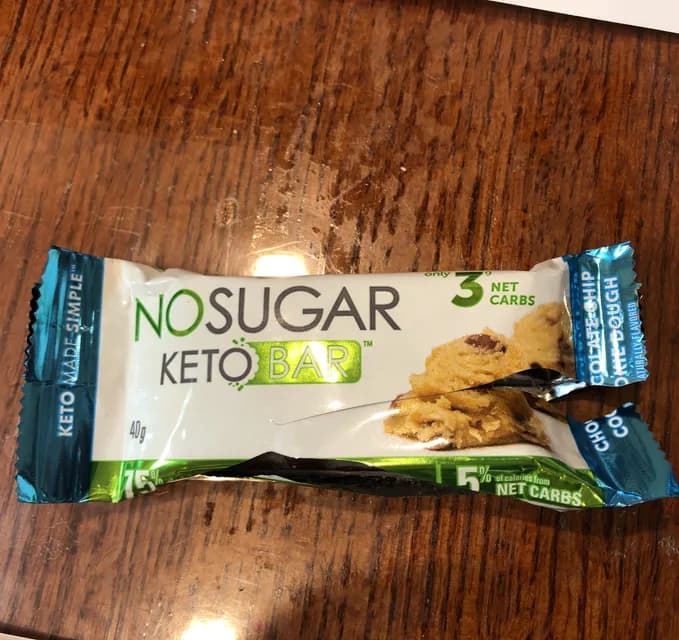 No Sugar Keto Bar Chocolate Chip Cookie Dough