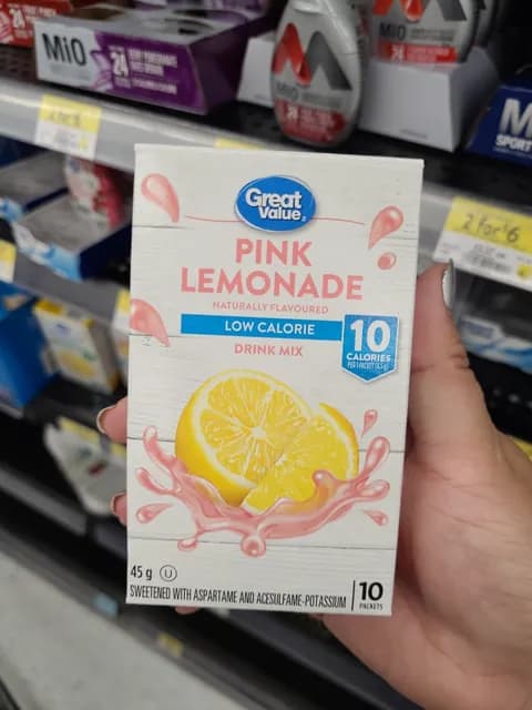 Great Value Pink Lemonade Naturally Flavoured Drink Mix Sweetened With Aspartame And Acesulfame-Potassium