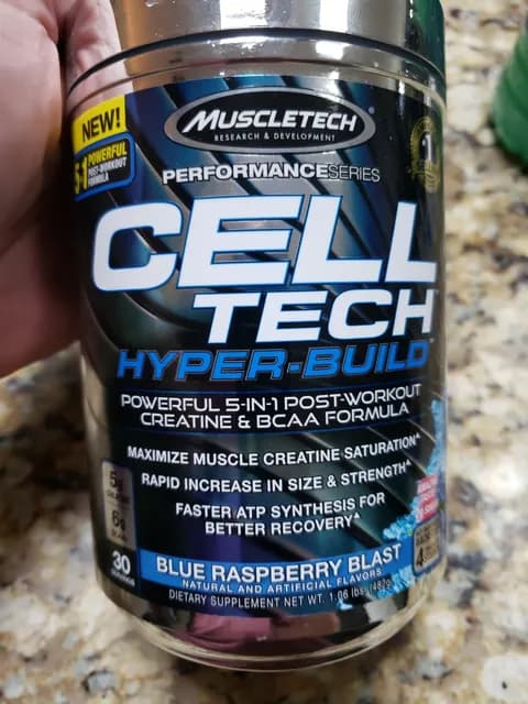 Muscletech Performance Series Cell Tech Hyper-Build Blue Raspberry Blast 5-In-1 Post-Workout Creatine & Bcaa Formula