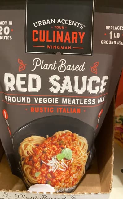 Urban Accents Plant Based Red Sauce Ground Veggie Meatless Mix Rustic Italian