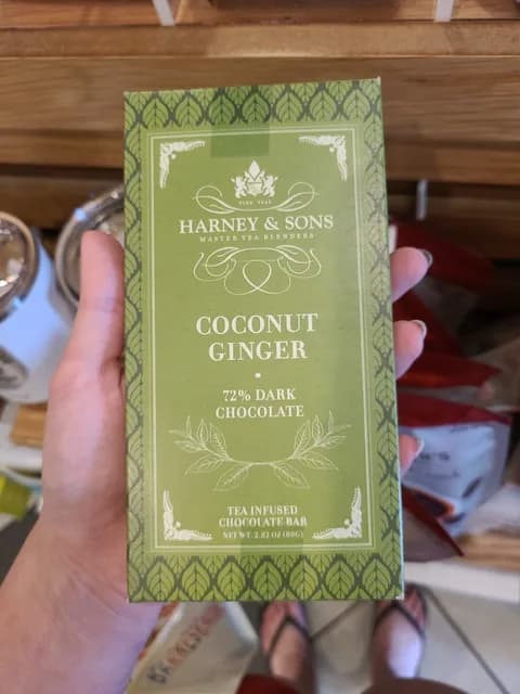 Harney & Sons Coconut Ginger 72% Dark Chocolate Tea Infused Chocolate Bar