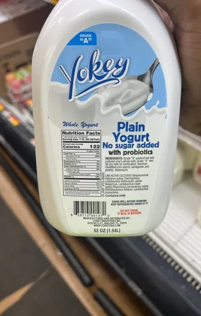 Yokey Plain Yogurt No Sugar Added With Probiotics