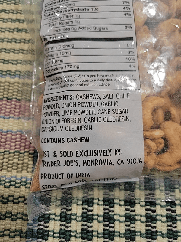 Trader Joe'S Chile & Garlic Cashews