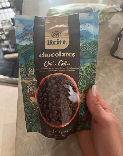 Britt Chocolates Coffee Dark Chocolate-Covered Gourmet Coffee Beans