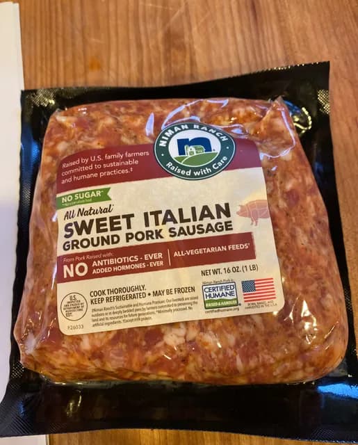 Niman Ranch All Natural Sweet Italian Ground Pork Sausage