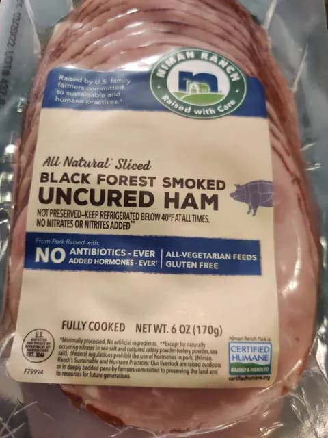 Niman Ranch All Natural Sliced Black Forest Smoked Uncured Ham