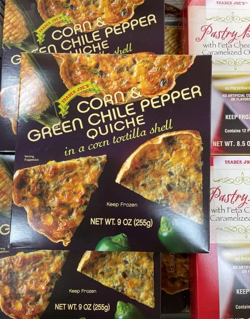Trader Joe'S Corn & Green Chile Pepper Quiche In A Corn Tortilla Shell