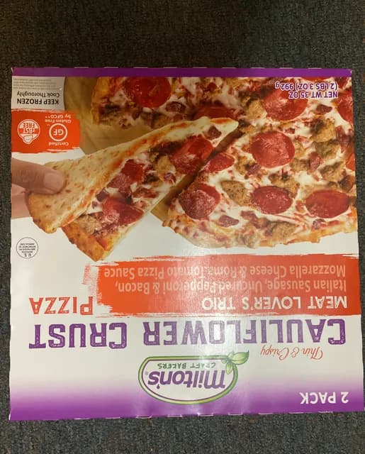 Milton'S Craft Bakers Thin & Crispy Cauliflower Crust Pizza Meat Lover'S Trio